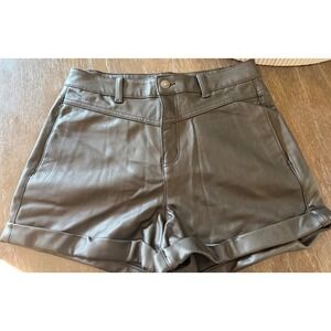 American Eagle Black Faux Leather Super Stretch Shorts High Waisted Size 8 NWT